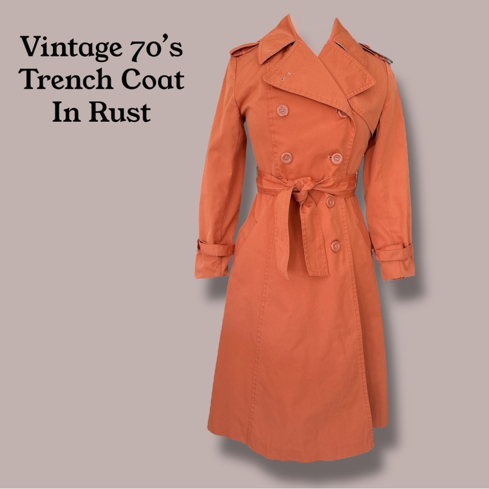 Vintage 70’s Rust‎ Color Trench Coat